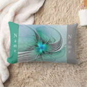 抽象芸術(青、フラクタルモダンアート名) ランバークッション (ブランケット)