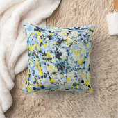 抽象芸術（青、黄、黒） クッション (ブランケット)