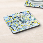 抽象芸術（青、黄、黒） コースター (左側)