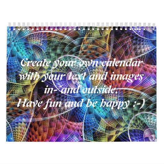 抽象芸術(骨)突起フラクタルX +テキストと画像 カレンダー (カバー)