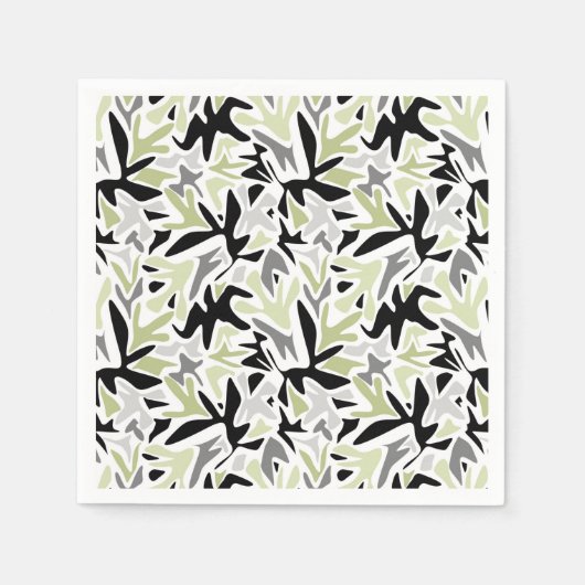 抽象芸術，黒と緑，青春，モダンクリエイティブ スタンダードカクテルナプキン (正面)