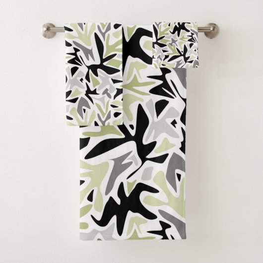 抽象芸術,黒と緑,青春,モダンクリエイティブ バスタオルセット (インサイチュ)