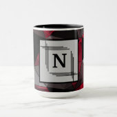 抽象芸術，黒と赤，モノグラムパーソナライズされた. マグカップ (中央)