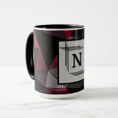 抽象芸術，黒と赤，モノグラムパーソナライズされた. マグカップ (正面左)