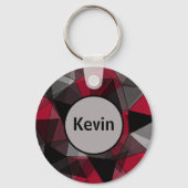 抽象芸術,黒と赤,三角形,幾何学的,黒 キーホルダー (正面)