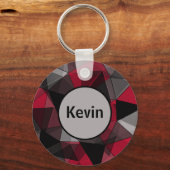 抽象芸術,黒と赤,三角形,幾何学的,黒 キーホルダー (正面)