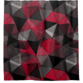 抽象芸術，黒と赤，三角形，幾何学的，黒 シャワーカーテン (正面)