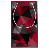 抽象芸術，黒と赤，三角形，幾何学的，黒 スモールペーパーバッグ (裏面)