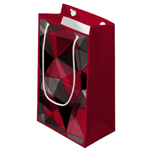 抽象芸術，黒と赤，三角形，幾何学的，黒 スモールペーパーバッグ (正面アングル)