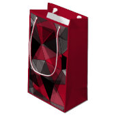 抽象芸術，黒と赤，三角形，幾何学的，黒 スモールペーパーバッグ (裏面アングル)