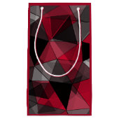 抽象芸術，黒と赤，三角形，幾何学的，黒 スモールペーパーバッグ (正面)