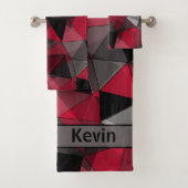 抽象芸術，黒と赤，三角形，幾何学，黒 バスタオルセット (インサイチュ)