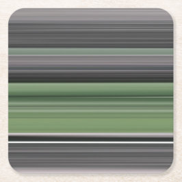 抽象芸術#1:オリーブグリーンとグレー スクエアペーパーコースター