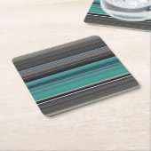 抽象芸術#1:ティール（緑がかった色）とグレー スクエアペーパーコースター (アングル)