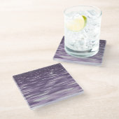 抽象芸術#1: Ultra Violetきらめく ガラスコースター (アングル)
