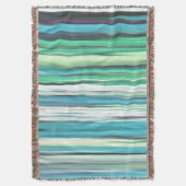 抽象芸術#2：アクアブルーぼやけグリーン スローブランケット (正面縦)