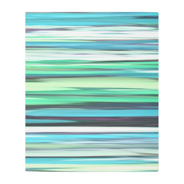 抽象芸術#2：アクアブルーぼやけグリーン メタルプリント (正面)