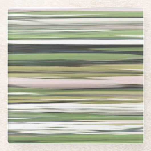 抽象芸術#2：オリーブグリーンぼやけ ガラスコースター (正面)