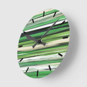 抽象芸術#2：緑ぼやけ ラウンド壁時計 (傾斜)