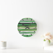 抽象芸術#2：緑ぼやけ ラウンド壁時計 (ホーム)
