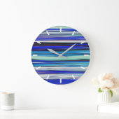 抽象芸術#2:青ぼやけ ラージ壁時計 (ホーム)