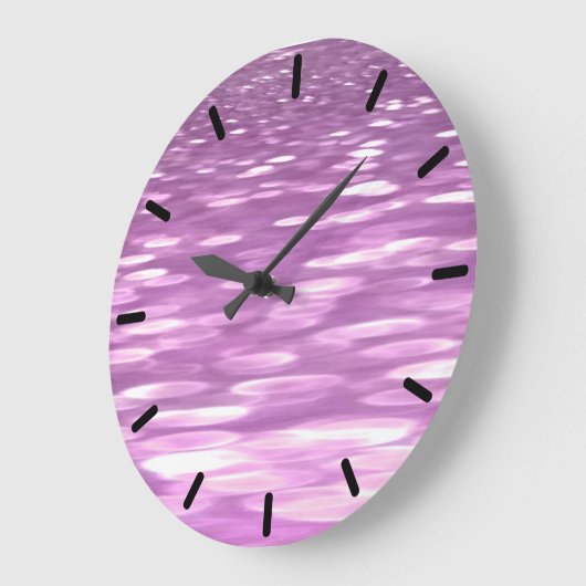 抽象芸術#3:薄紫きらめく ラージ壁時計 (傾斜)
