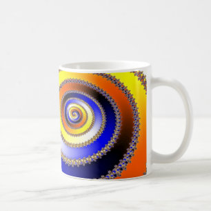 抽象芸術ART – スパイラルブルー黄色 コーヒーマグカップ