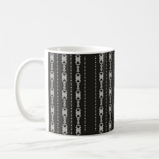 抽象芸術aztecハートテクスチャ コーヒーマグカップ (左)