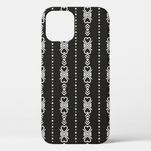 抽象芸術aztecハートテクスチャ iPhone 12ケース