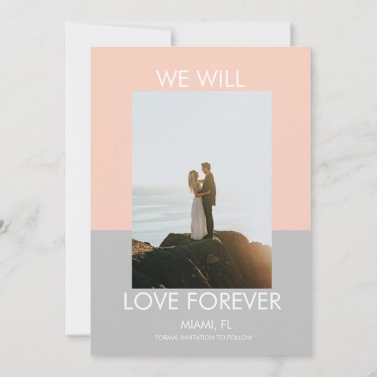 抽象芸術Bohoスクリプト日付を保存フォトグレーミュート 招待状 (裏面)