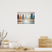 抽象芸術Cityscapeモダンアーキテクチャの背景 ポスター (キッチン)