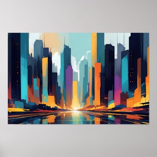 抽象芸術Cityscapeモダンアーキテクチャの背景 ポスター (正面)
