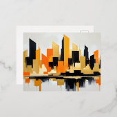 抽象芸術Cityscapeモダンアーキテクチャの背景 箔シーズンポストカード (正面/裏面)