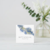 抽象芸術Ethereal青い水色 スクエア名刺 (スタンド正面)