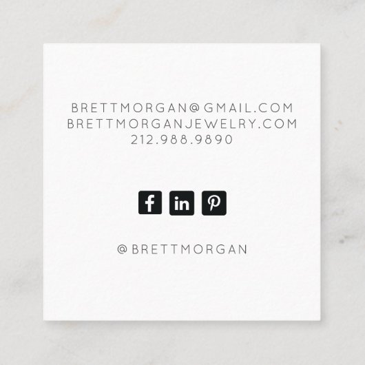 抽象芸術Ethereal Blue Water Colorメイクアップアーティスト スクエア名刺 (裏面)