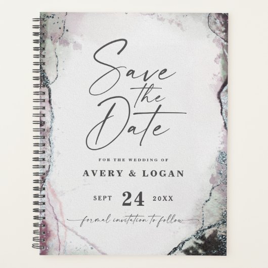 抽象芸術Ethereal Mauve薄紫パープル結婚ズの計画 プランナー手帳 (正面)