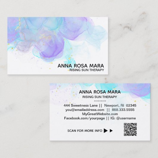 *~*抽象芸術Ethereal QRロゴAP46金ゴールドグリッター 名刺 (正面/裏面)