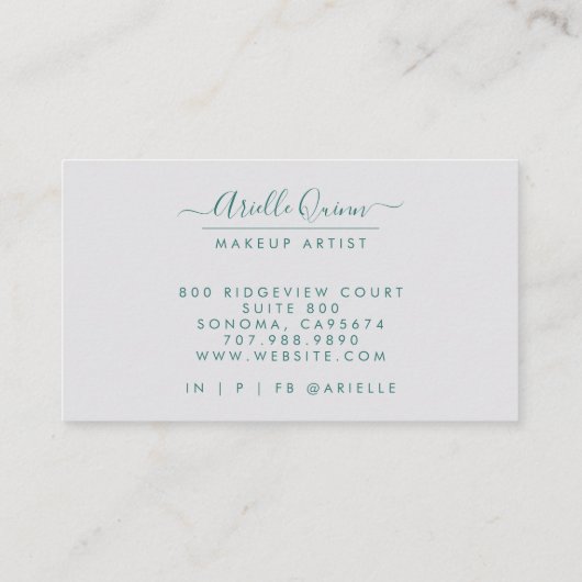抽象芸術Ethereal Water Colorメイクアップアーティスト 名刺 (裏面)