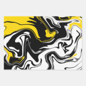 抽象芸術Fluid Art （黒、白、黄） ラッピングペーパーシート (正面2)
