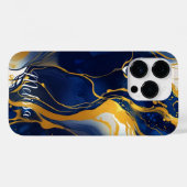 抽象芸術Fluid Navy Blue金ゴールドパーソナライズ名 Case-Mate iPhoneケース (裏面 (横))
