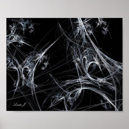 抽象芸術Fractal Spider Web on Black Canvas Print ポスター (正面)