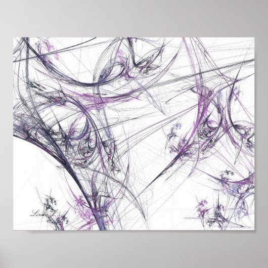 抽象芸術Fractal Spider Web on White Canvas Print ポスター (正面)