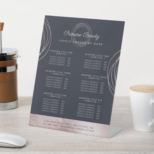 抽象芸術Glamバラ金ゴールド美しいサロンサービス一覧 台座サイン (インサイチュ)