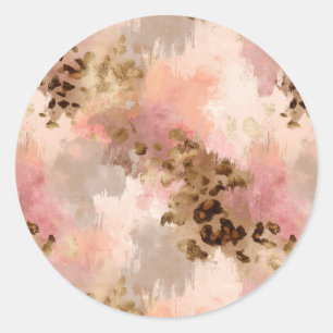 抽象芸術Leopardプリントシール ラウンドシール