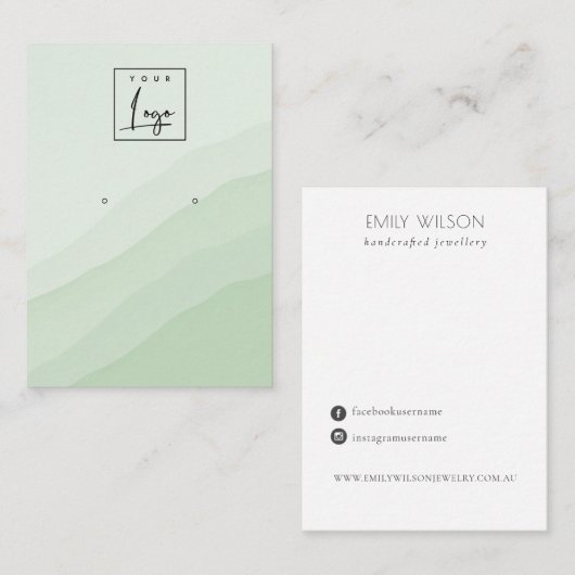 抽象芸術Lime Green Stud Waveイヤリングロゴディスプレイ 名刺 (正面/裏面)