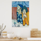 抽象芸術Man on Cell Phone、編集文字 ポスター (キッチン)