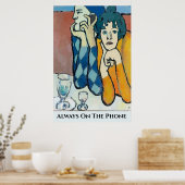 抽象芸術Man on Cell Phone, edit文字ポスター ポスター (キッチン)