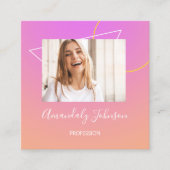 抽象芸術OMBREジオメトリカスタムフォトピンク スクエア名刺 (正面)