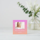 抽象芸術OMBREジオメトリカスタムフォトピンク スクエア名刺 (スタンド正面)