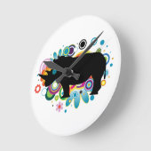 抽象芸術Rhinoウォールクロック ラウンド壁時計 (傾斜)